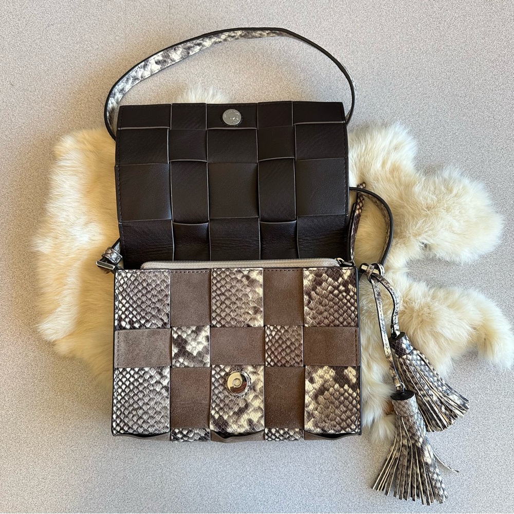 Michael Kors Vivian Woven Crossbody Handbag, Snake